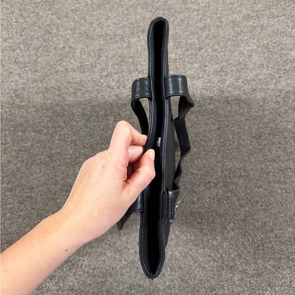 Ralph Lauren Black Leather Tote Shoulder Hand Bag Silver Hardware Vintage 90s - Picture 6 of 12